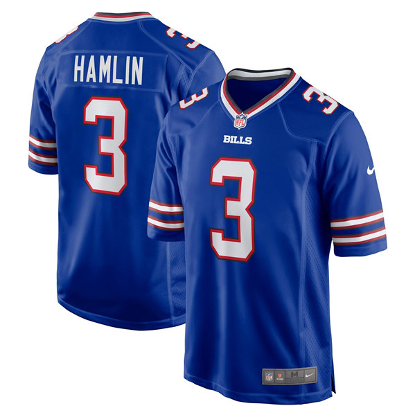 Men's Buffalo Bills #3 Damar Hamlin Blue Stitched Game Jersey Men's Buffalo Bills #3 Damar Hamlin Blue Stitched Game Jersey